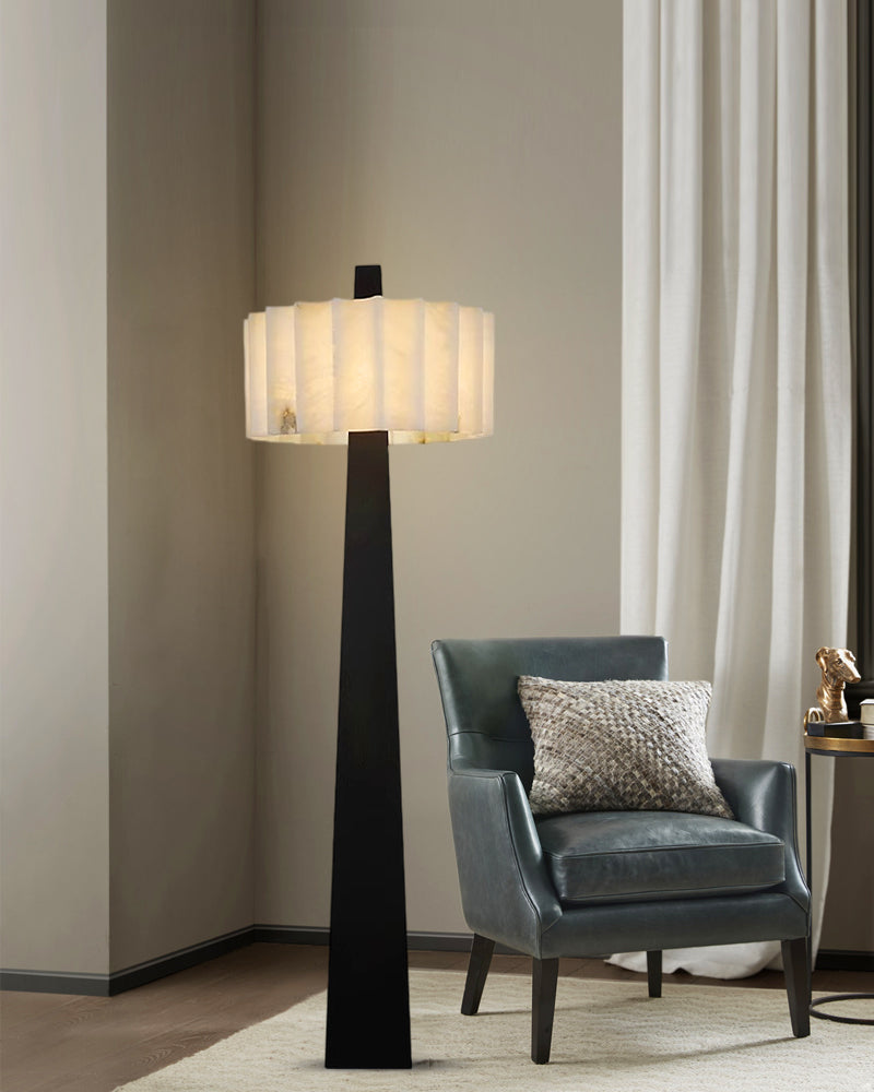 traditional black floor lamp with alabaster shade