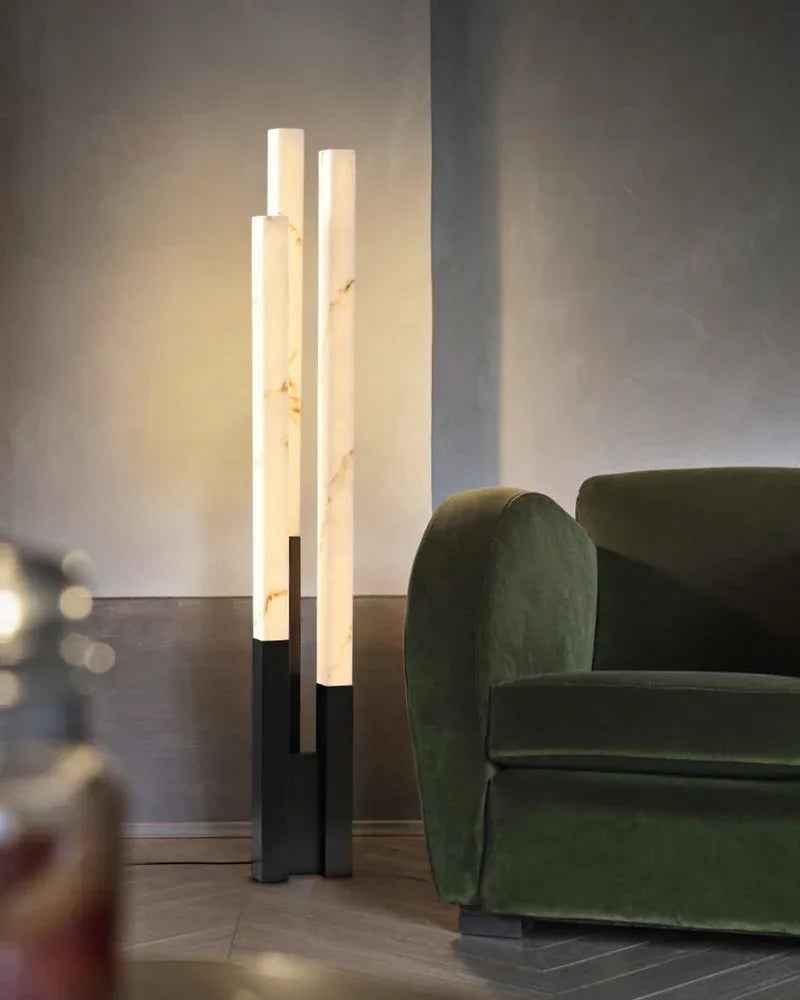 LightsStory Series Ethereal Floor Lamp | Soft Glow Alabaster Genuine Hand-Carved Alabaster, Sturdy Metal Base for Living Rooms, Bedrooms, and Entryways Modern Art Design Floor Lamp