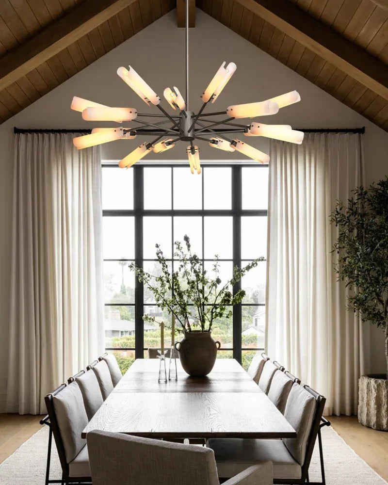 Modern Design Platiere Linear Chandelier Collection with Opal White Glass | Antique Brass/Black Finish American chandelier