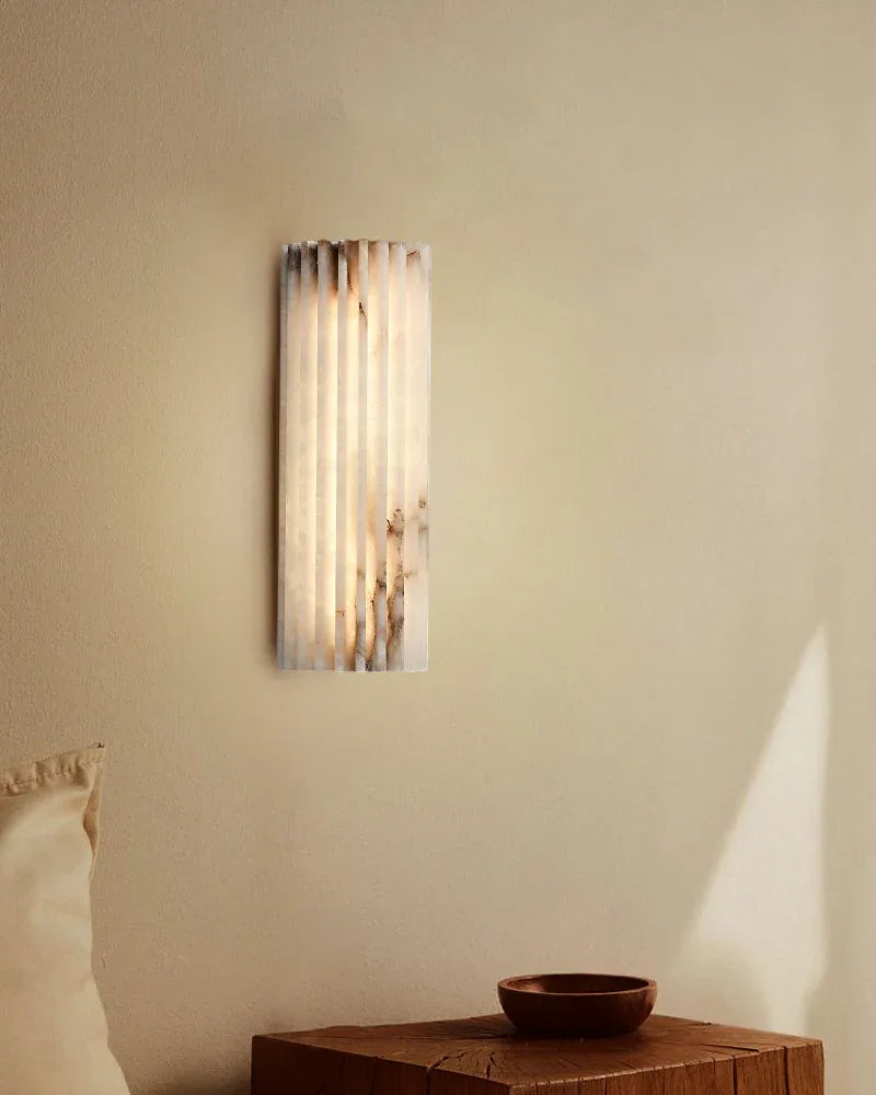 Brass Nature Stone Alabaster Hillside LED Flush Mount Wall Sconces 12" 18" Height Brass Aged Wall Sconces