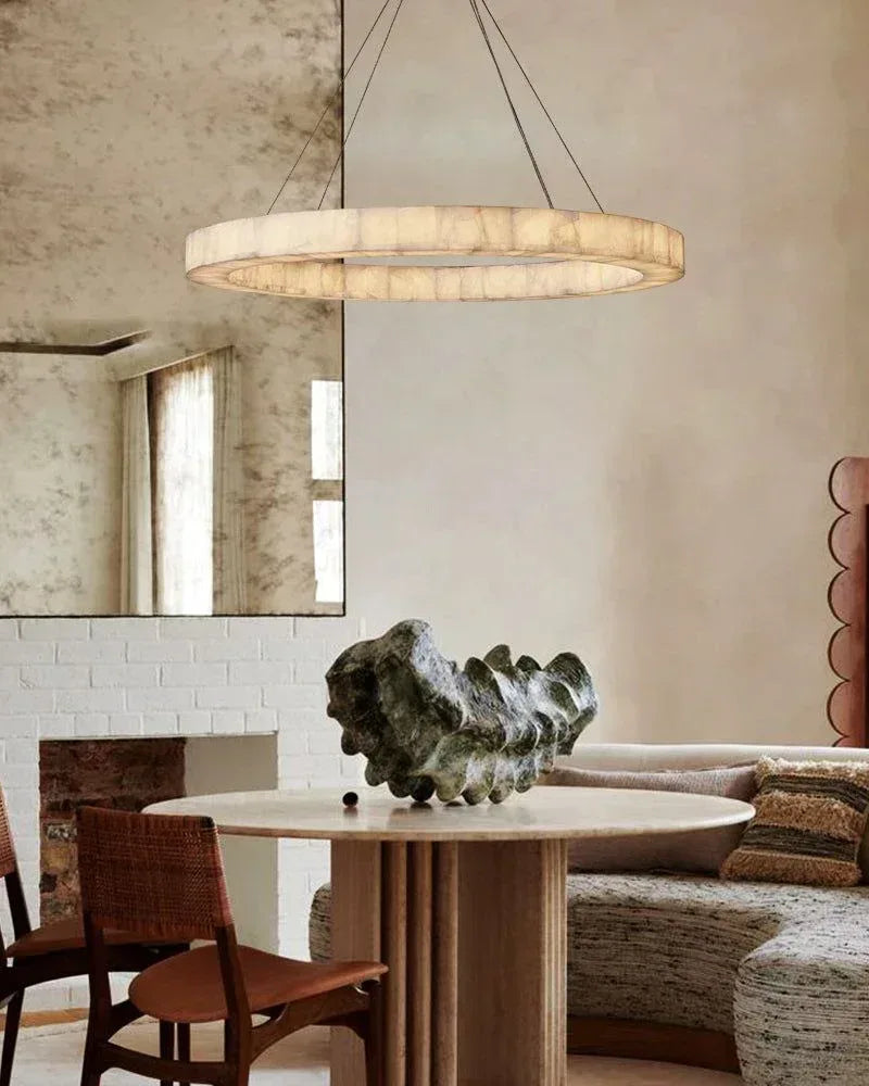 America Rivage Tier Round Calcite Alabaster Stone Chandelier Indoor Lighting American chandelier