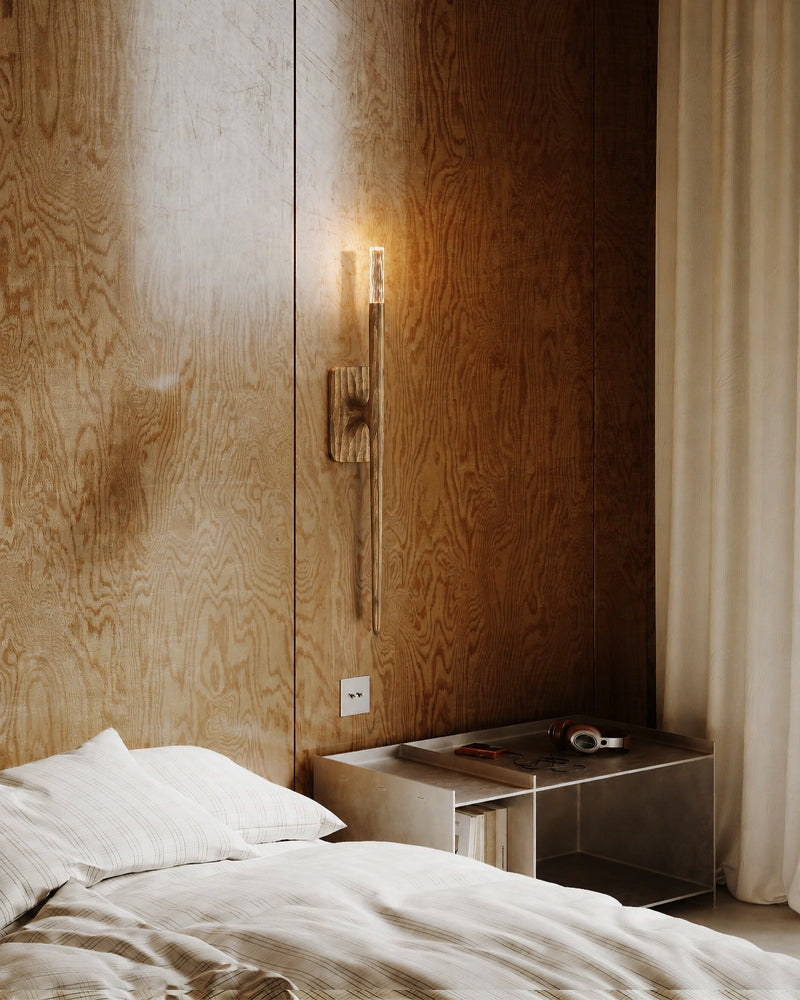K9 Crystal Candle Wall Sconce - Matte Candle-Stem, Lux Copper Trim - Bedrooms, Hallways & Bathrooms