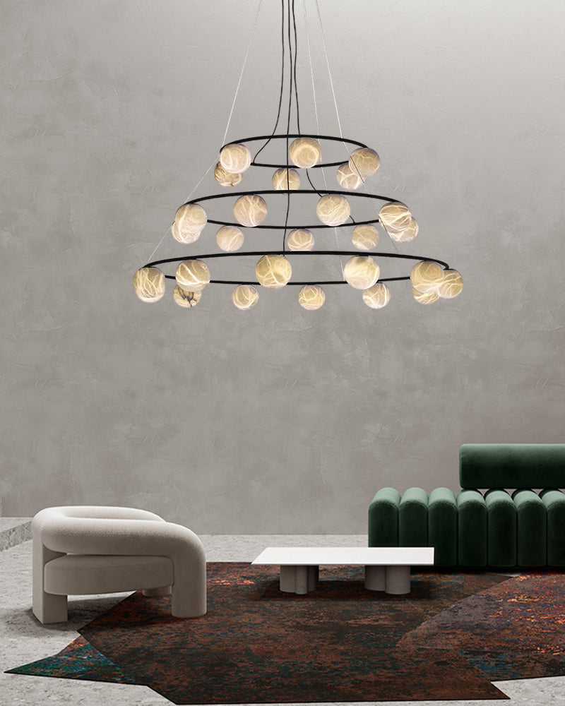 triple Ring pendant ceiling light | globe alabaster