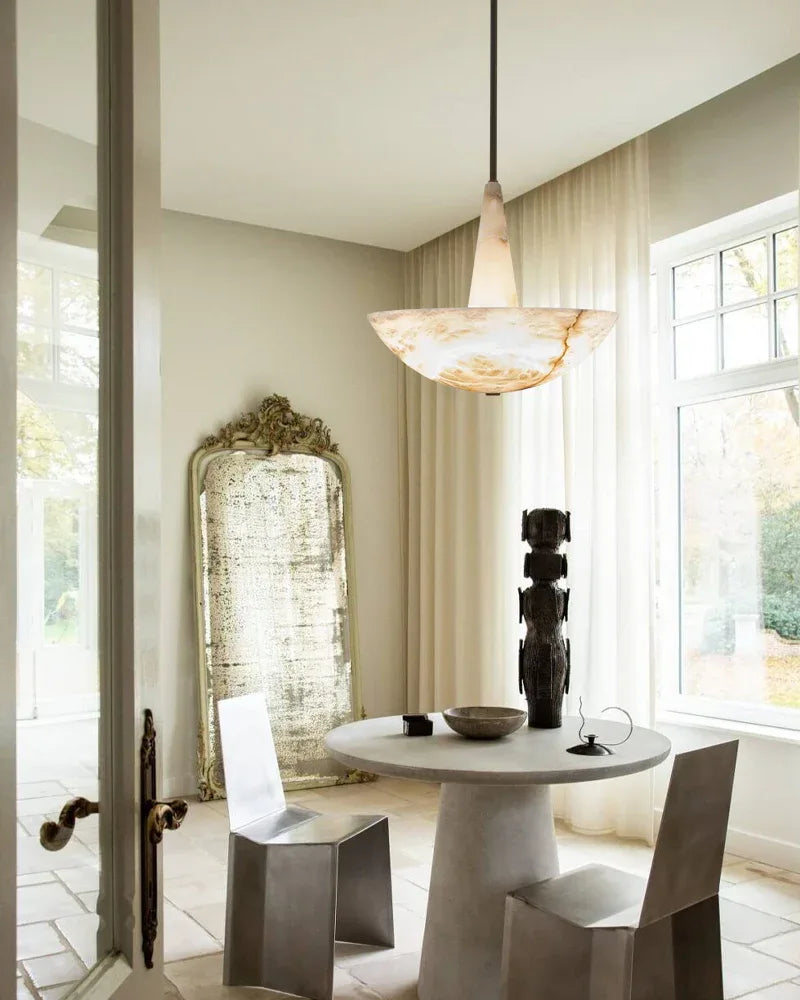 Domus Vintage Alabaster Lamp Round Bowl Ceiling Pendant Lighting Wide 20in 28in Modern Pendant lamp