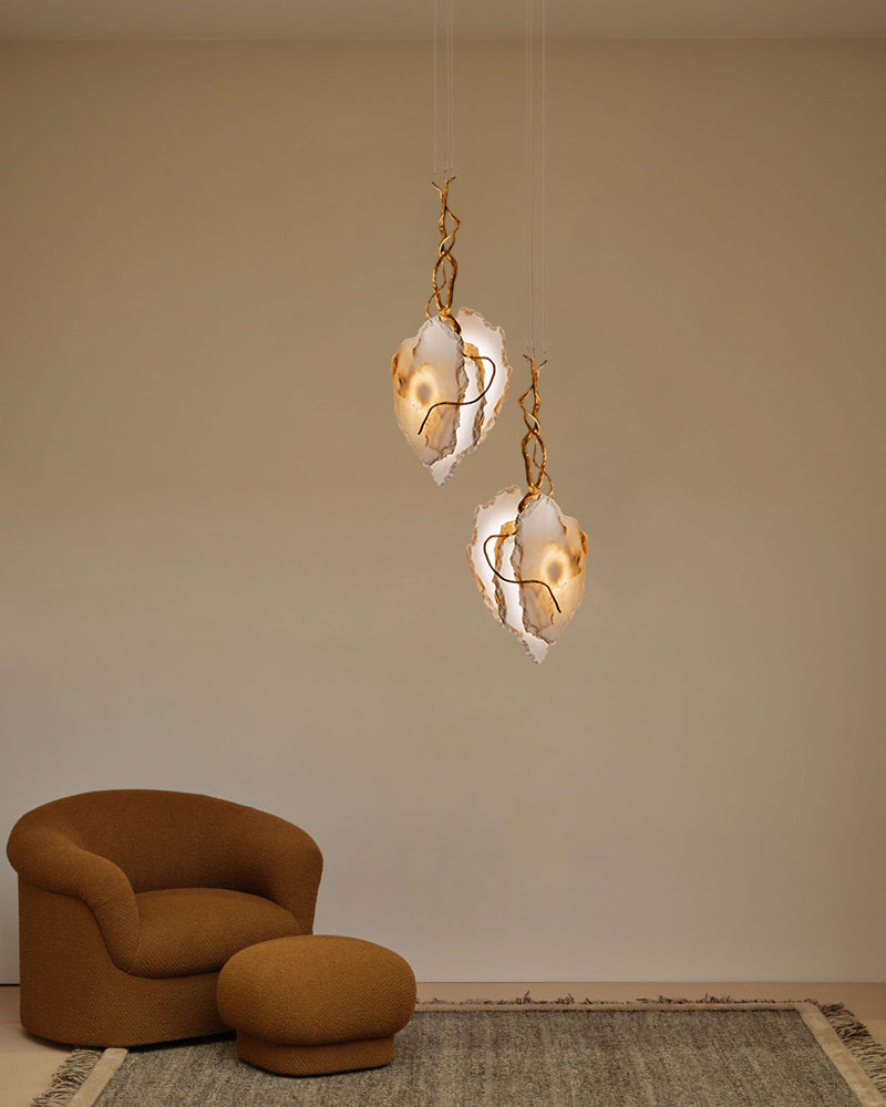 LightsStory Alabaster Sculpted Stone Pendant Light - Modern Art Design