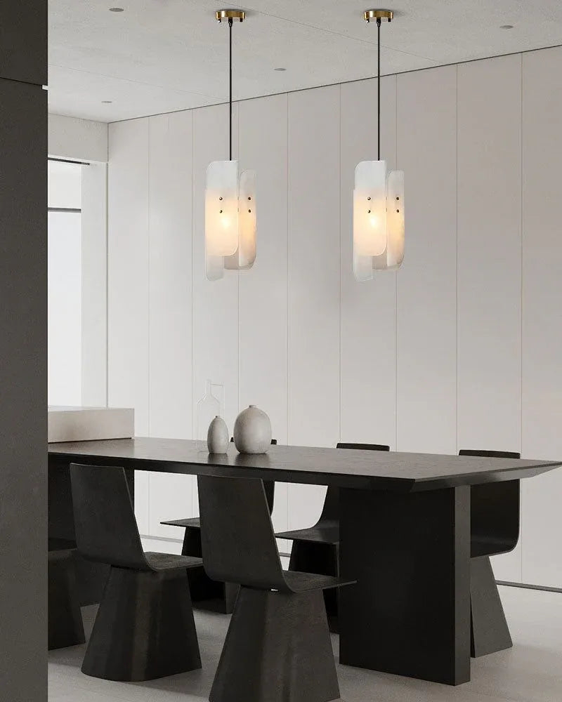 Traditional Vintage Rectangular Marble Piece 1-Light Pendant Light Wide 6" For Living Room Modern Pendant lamp