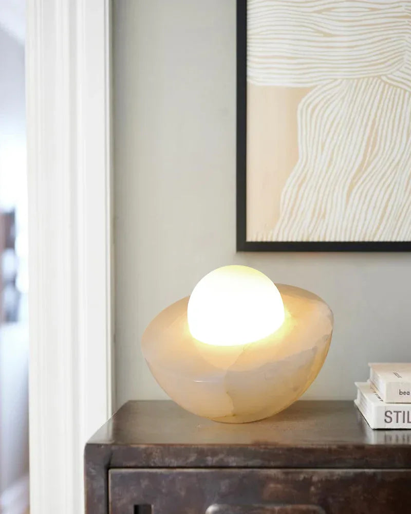 Slinkly Modern Nature Alabaster Dimming Round Bowl Table Lamp for bedroom Modern Table lamp