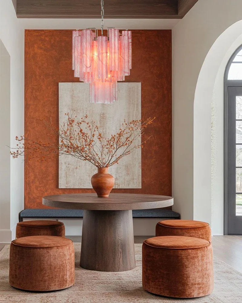 Italian Tronchi Luxury Large Multi-Tier Murano Pink Glass Tube Chandeliers American chandelier