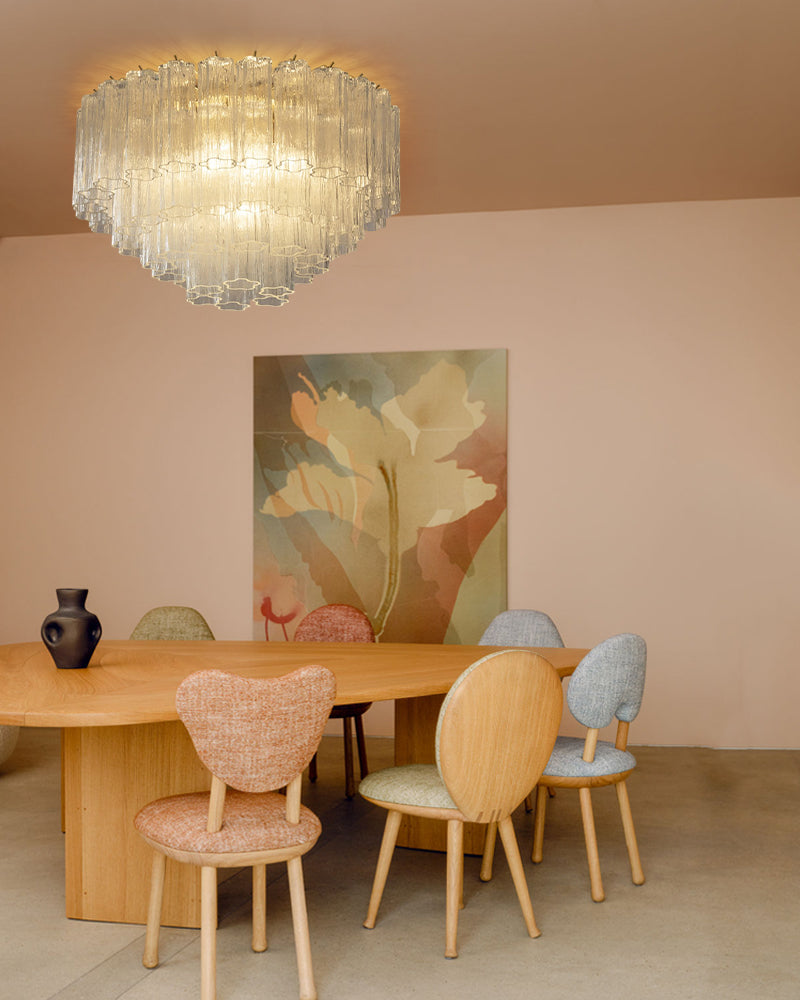 10 Lights Modern Tronchi Semi-Flush Ceiling Lamps with Venetian Colorful Glass Shade Flush Mounted Ceiling Lamp