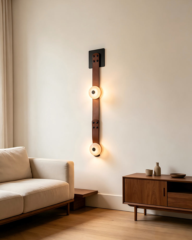 Round & Linear Alabaster Wall Sconce - Natural Spanish Alabaster, Serene Matte, Custom Finishes - Bedrooms, Hallways & Bathrooms