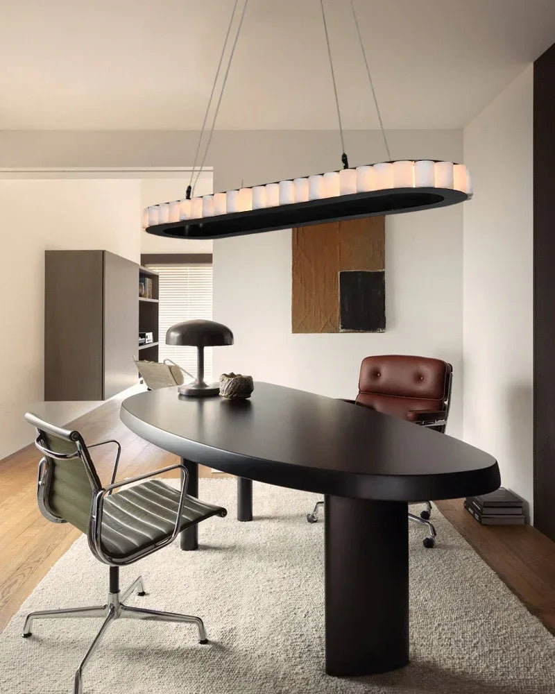 Vintage Oval White Alabaster Huge Chandelier Wide 60" Brushed Bronze/Gold Framework American chandelier