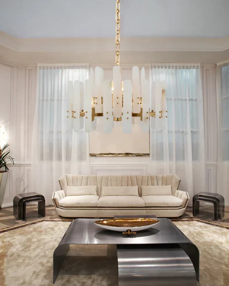 8/10-light Simple Modern Alabaster Large Oval Chandelier 40“45” Dia American chandelier