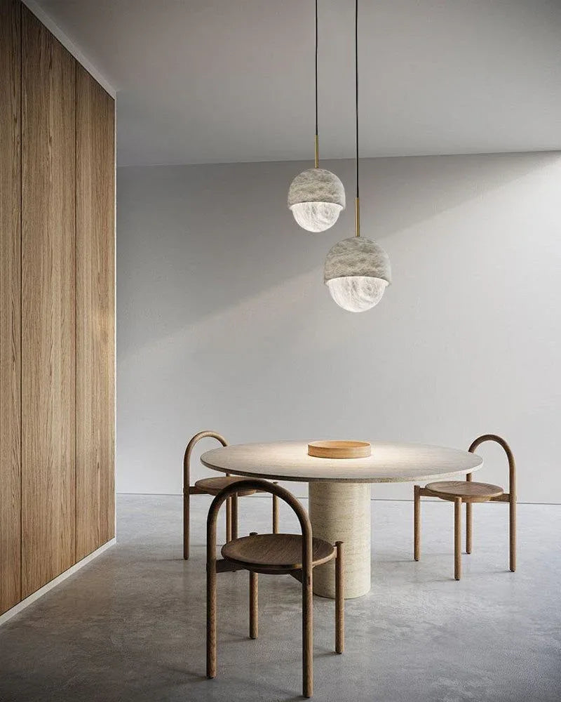 LED Round marble small pendant lamp 6" in white for kitchen, loft, bedroom, corridor Modern Pendant lamp