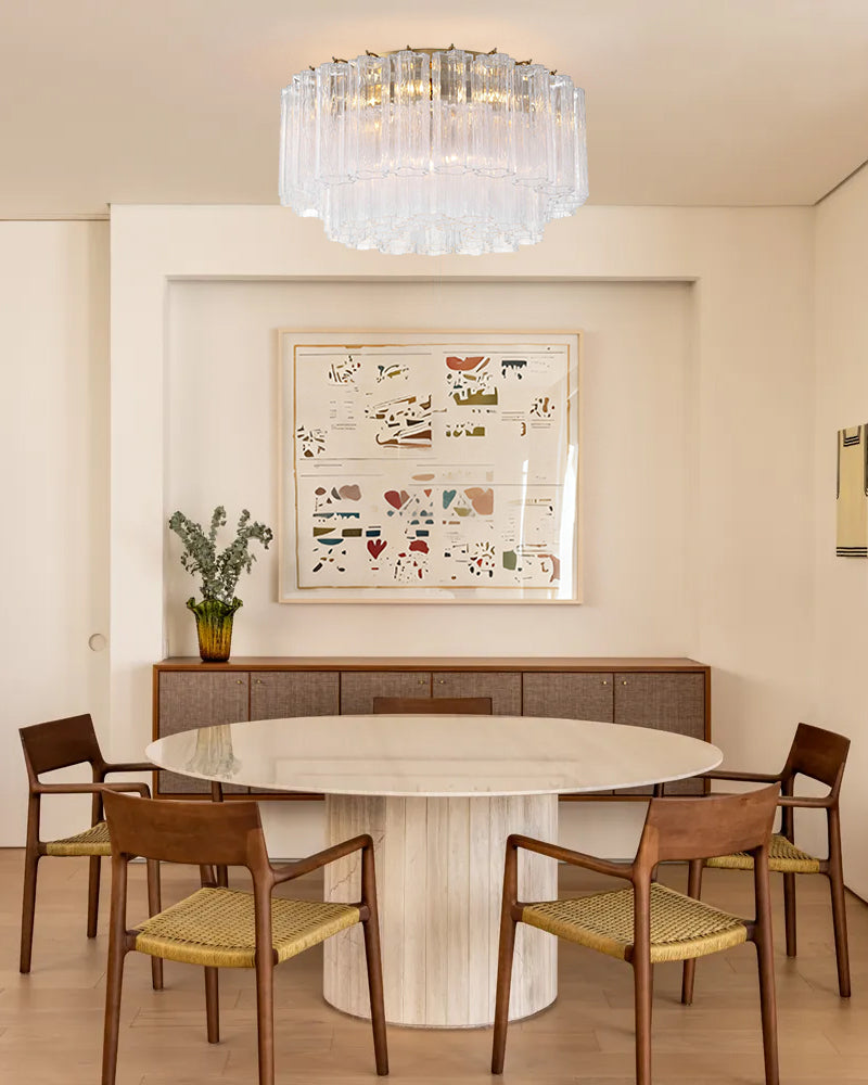 7 Lights Amber Glass Tubes Semi-Flush Ceiling Mount Lights Wide 23in Aged Brass/Black Frame Flush Mounted Ceiling Lamp