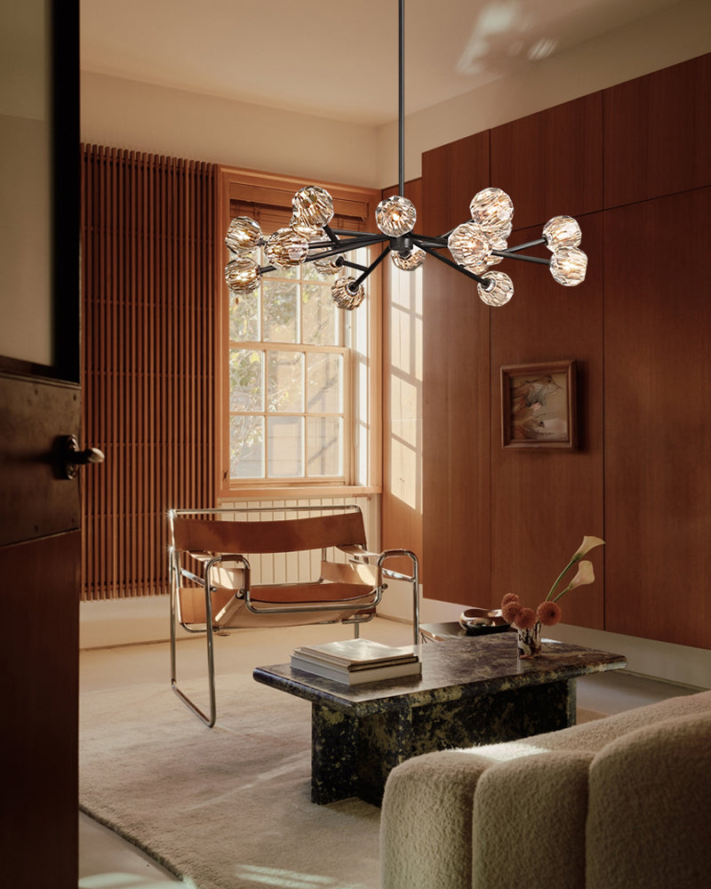 Modern Crystal Pendant Cluster Lighting with Adjustable Cord for Handing Lighting Fixture Modern Pendant lamp