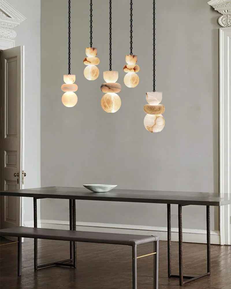 LightsStory Series Ethereal Pendant Light | Wide Round Uniquely veined faux marble, Black cord and canopy for Bedside, dining nooks, and entryways Modern Pendant lamp