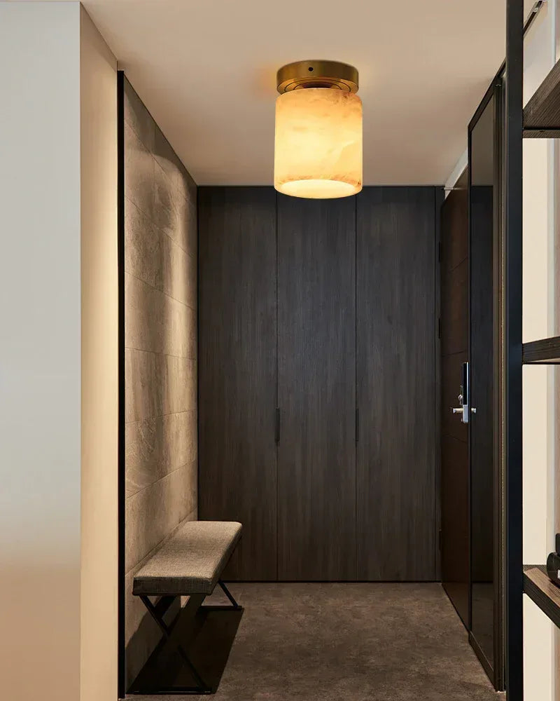 Modern Marble Globes 1-Light Alabaster Ceiling Light use for Doorway Entrance Flush Mounted Ceiling Lamp