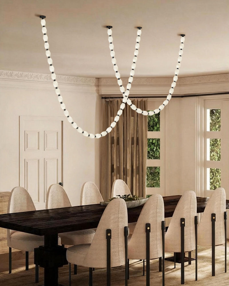Clairval Series Geometric Chandelier | Linear LED Solid Brass Connectors and Integrated LED Modules, Natural Brass finish for Kitchen Islands and Dining Rooms American chandelier