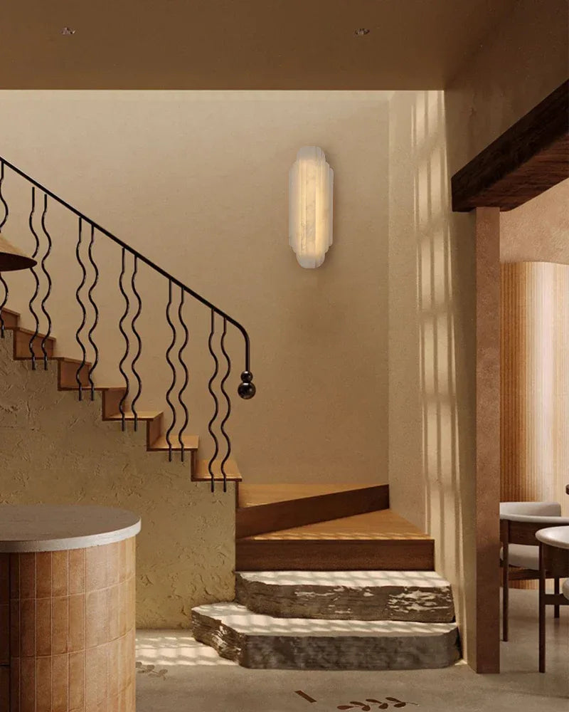 Vanity light fixtures Estelle Alabaster Hillside Flush Mounted Wall Sconces Height 20" 30" Flush Mounted Wall Sconce Lamp