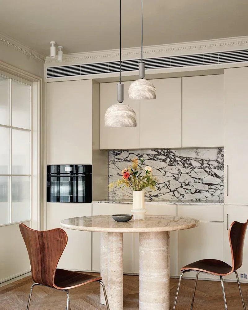 Postmodern LED White Spanish Marble Shadow for kitchen pendant light fixtures Modern Pendant lamp