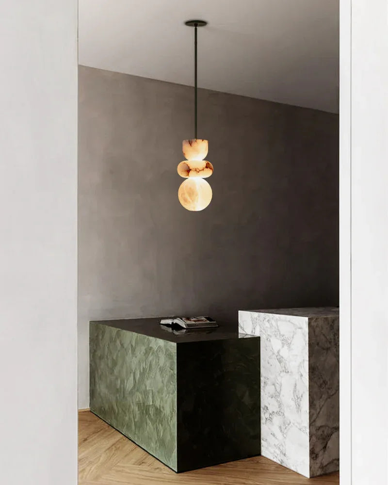 Modern Handcrafted Spanish Stone Warm White Alabaster Pendant Chain Lighting Modern Pendant lamp