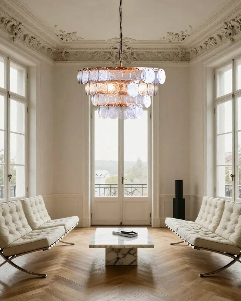 Geometric Hand-blown Pendant Light Borosilicate Glass with Brushed Brass for Kitchen Islands and Dining Rooms American chandelier