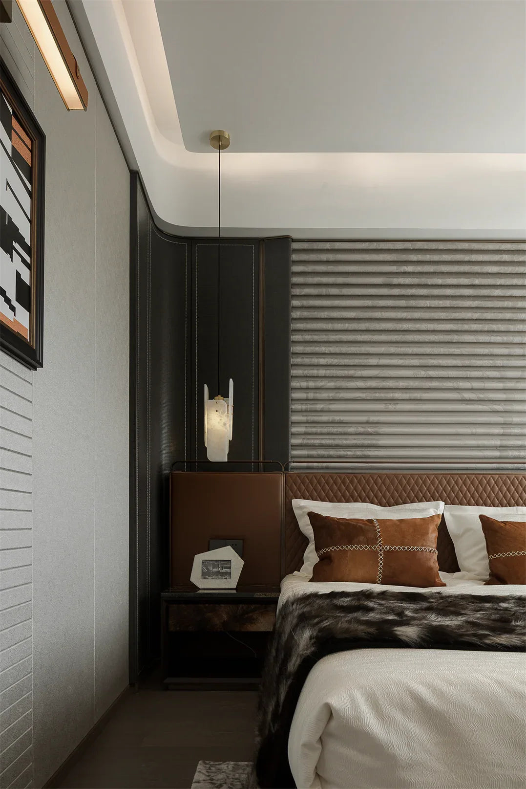 Traditional Vintage Rectangular Marble Piece 1-Light Pendant Light Wide 6" For Living Room Modern Pendant lamp