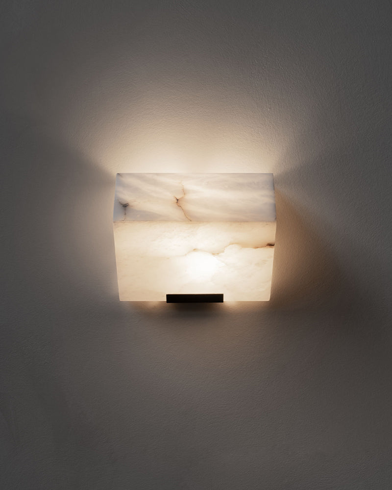 1-light Cone Nature Marble Stone Wall Sconces Wide 6" Brushed Bronze