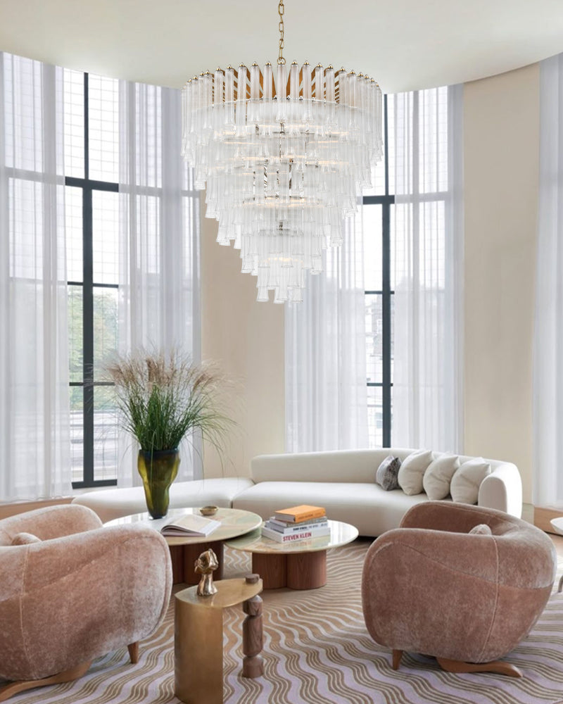 8/12 Light 40" Wide LED Lorelei Round Tiered Glass Chandelier use for Foyer Staircase