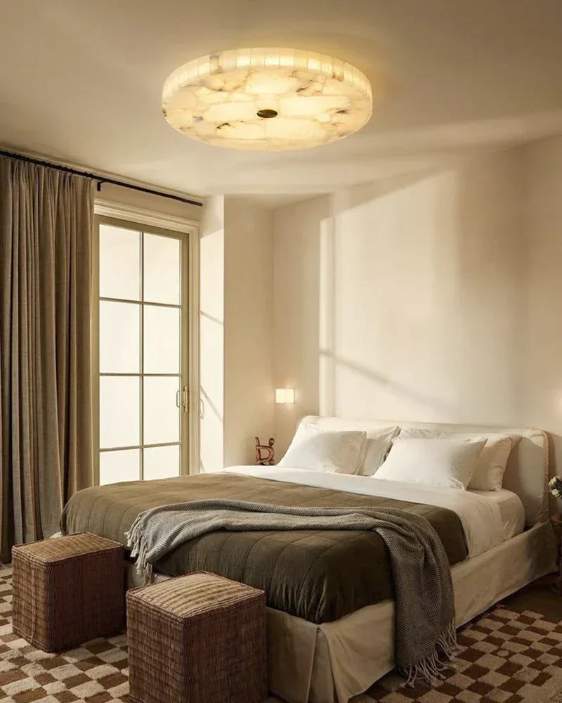 White Spanish Round Alabaster Flush Mount Ceiling Light for bedroom Flush Mounted Ceiling Lamp