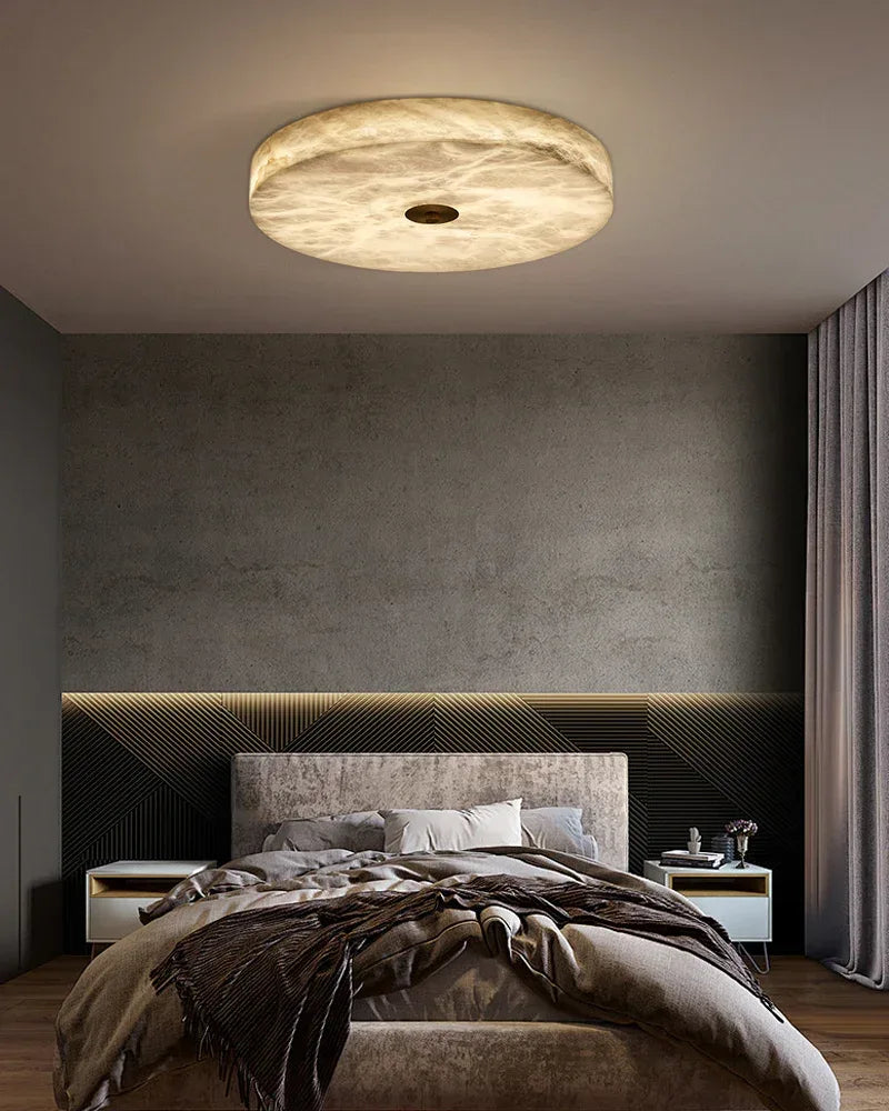 Modern Square Marble Shade Copper LED Flush Mount Ceiling Light For Living Room Modern Ceiling lamp