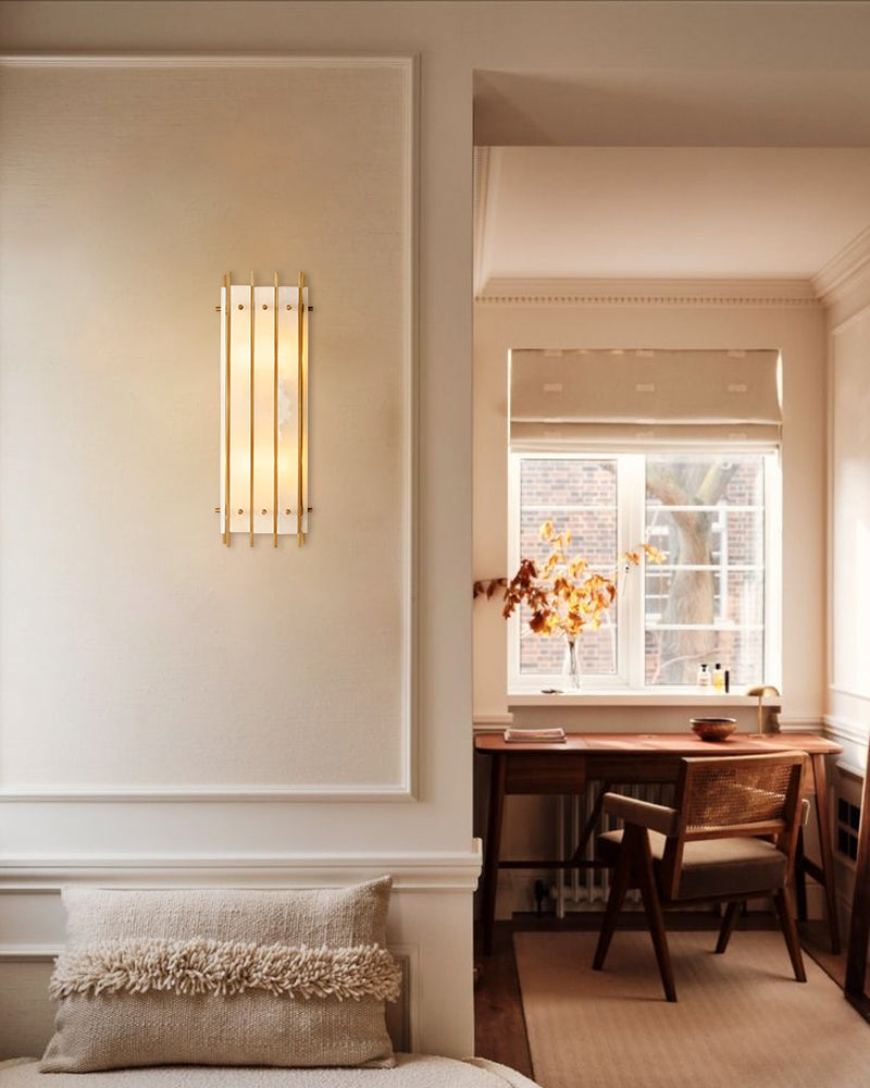 rectangle brass alabaster shade sconces