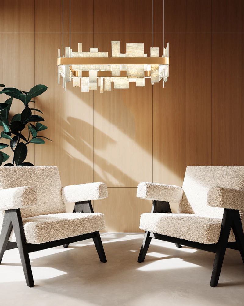 LightsStory Alabaster Rectangle Chandelier - Lux Gold - Statement - LightsStory Chandeliers & Crystal Lighting - USA