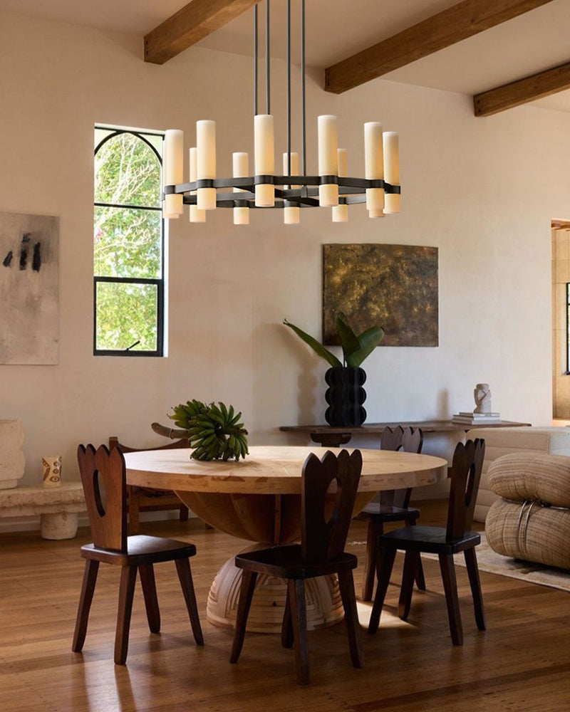 Ravelle Round Minimalist Glass Chandelier 36"