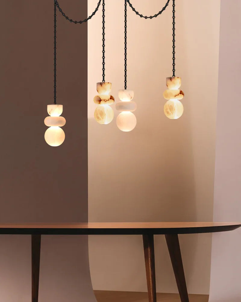 5 lights Multi Light Soft White Ablabaster Pendant Light Fixtures 4" Wide for dining room Modern Pendant lamp