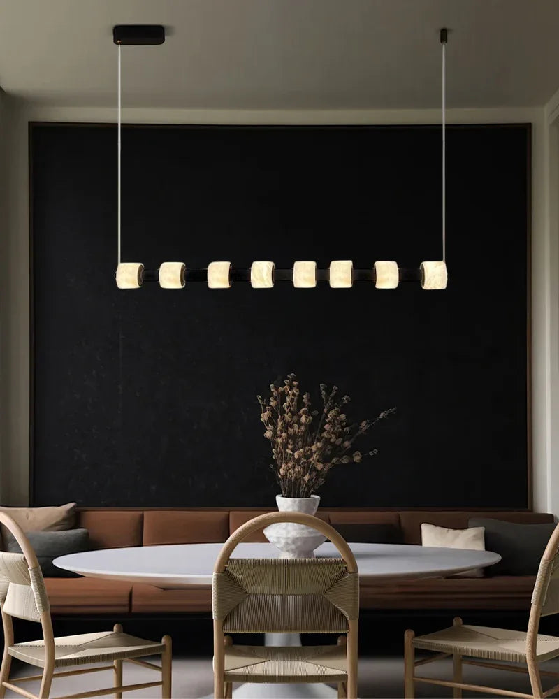 Modern Roller Alabaster Ring LED 120cm Black Strip Linear Pendant Light Wide 41" for dining room Modern Pendant lamp