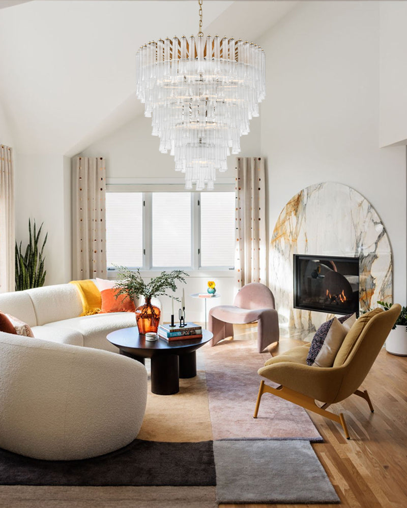 8/12 Light 40" Wide LED Lorelei Round Tiered Glass Chandelier use for Foyer Staircase