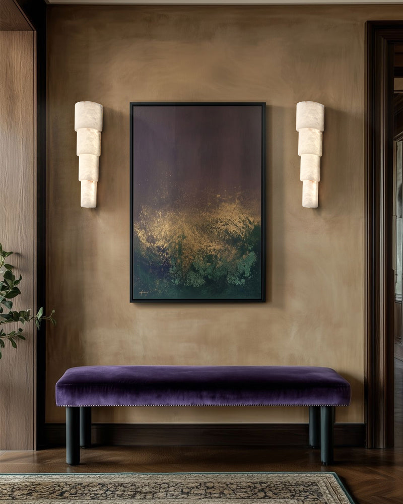 Half Cylinder Alabaster Wall Sconces