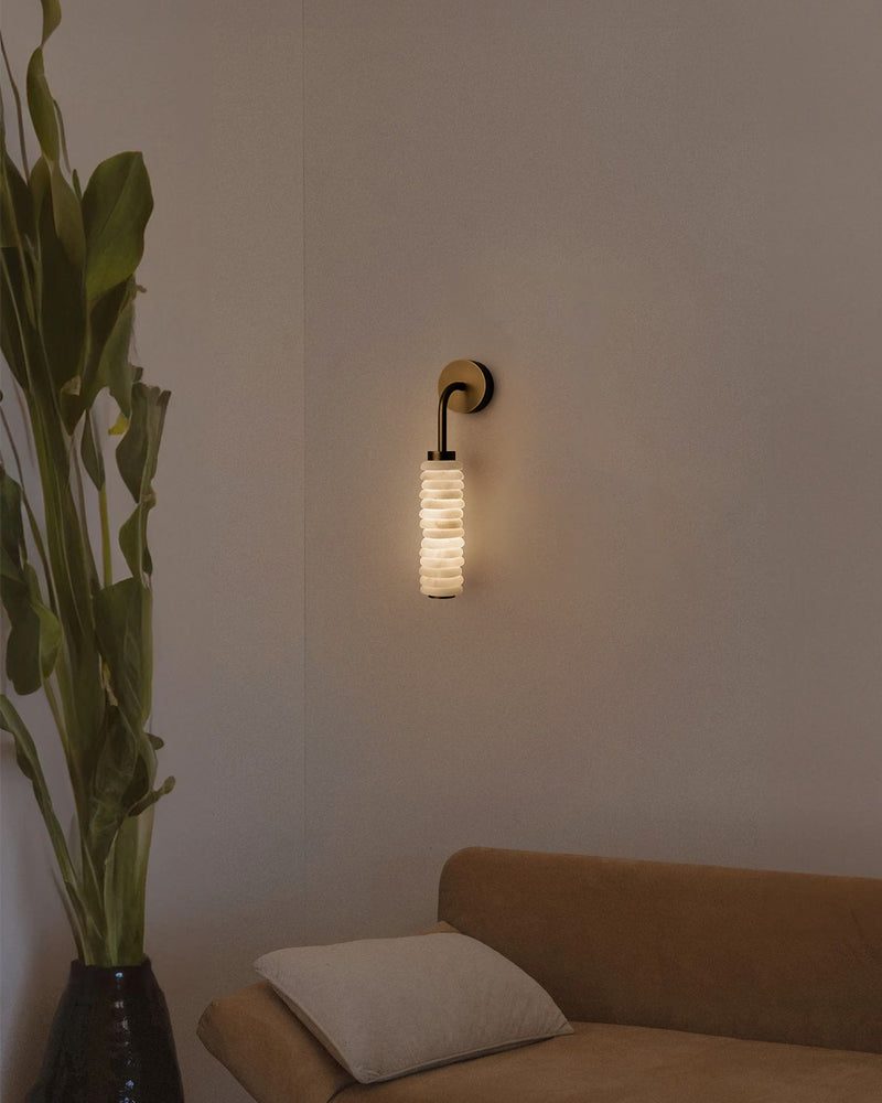 LightsStory Alabaster Round Wall Sconce - Serene White - Small