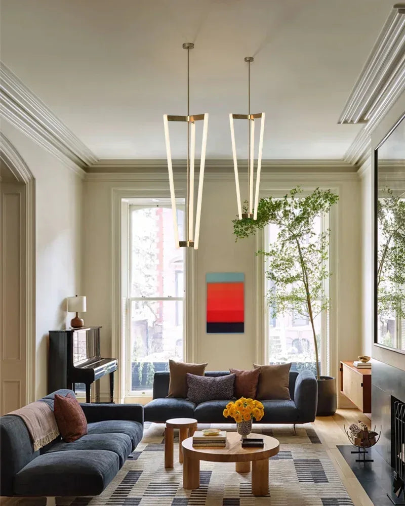 Sleek Modern Lighting Acrylic Pipeline Tube Chandelier Stainless Titanium in Red/Gold/Black Modern Pendant lamp