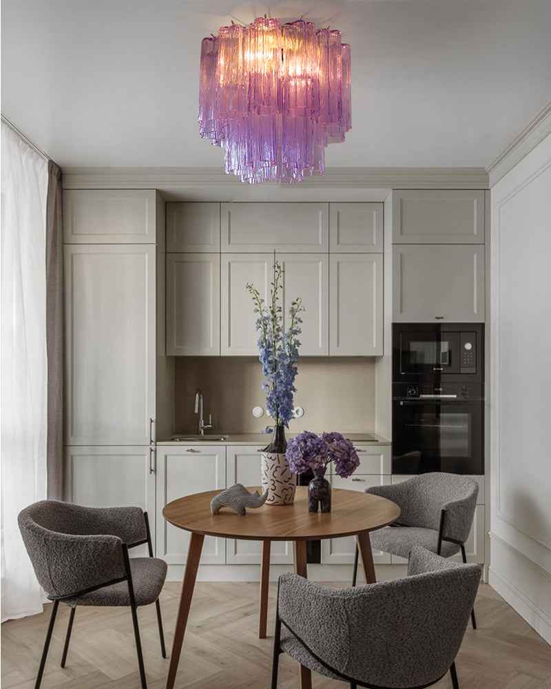 Cortina Series Ethereal Ceiling Light | Star-Shaped Hand-blown authentic Murano glass tubes, Elegant gold accents for Living Rooms and Entryways Modern Ceiling lamp