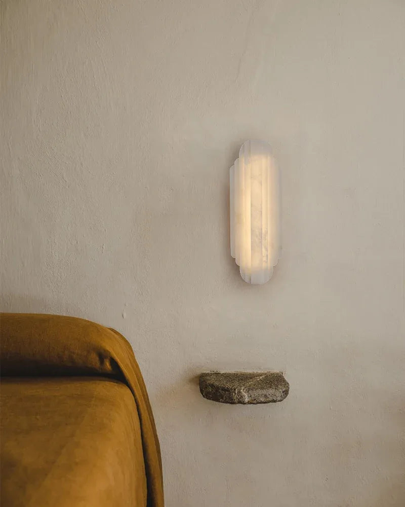 Vanity light fixtures Estelle Alabaster Hillside Flush Mounted Wall Sconces Height 20" 30" Flush Mounted Wall Sconce Lamp