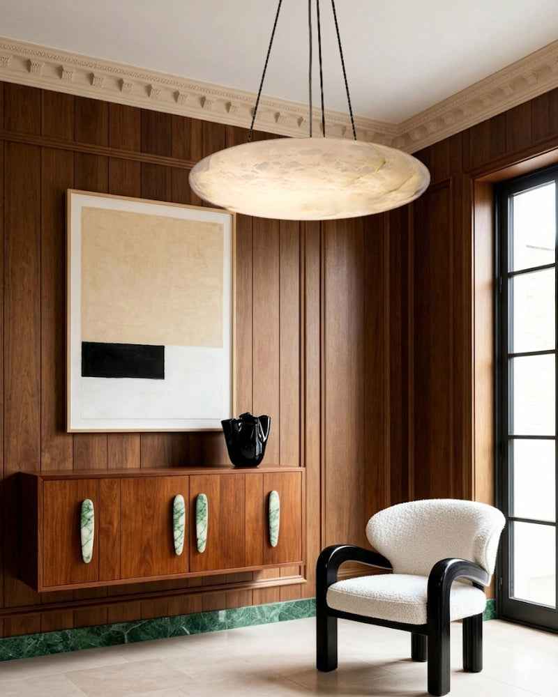 LightsStory Alabaster Oval Chandelier - Heritage Brass - Statement