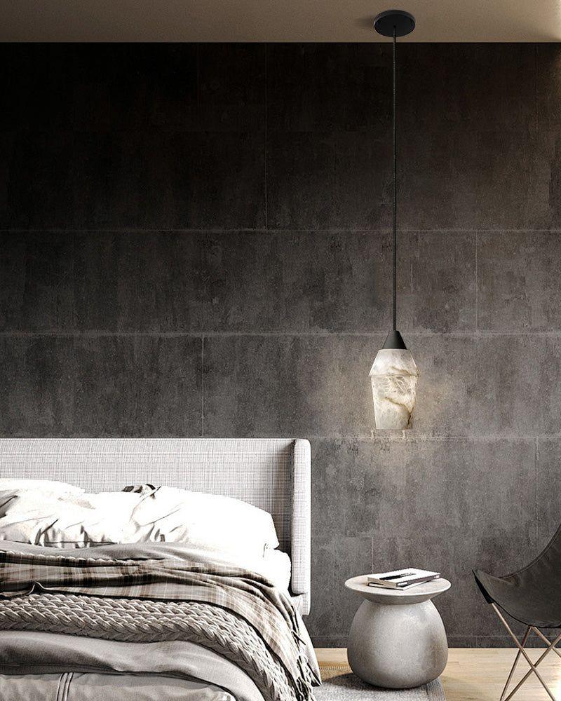 Elegant Natural Alabaster Cluster Pendant Lighting Black for Stairwell Modern Pendant lamp