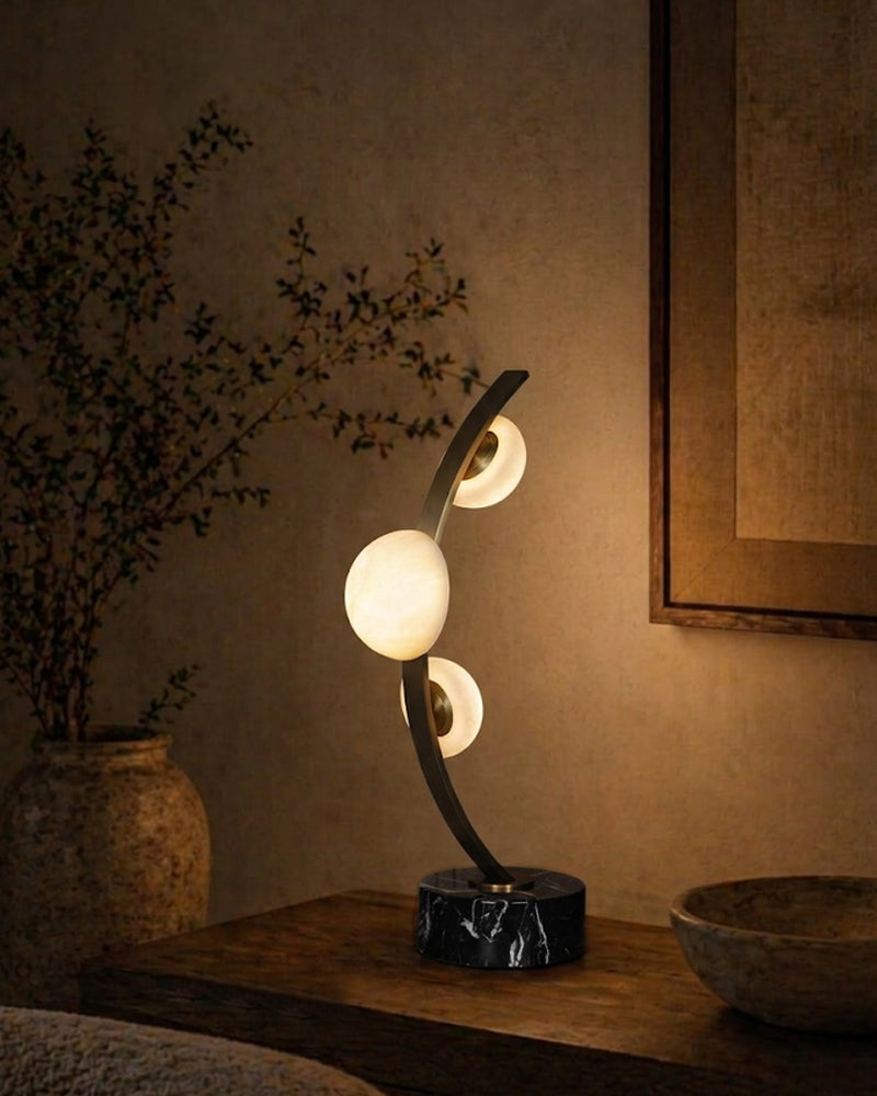 LightsStory Alabaster Curved Floor Lamp - Semi-spherical White Marble