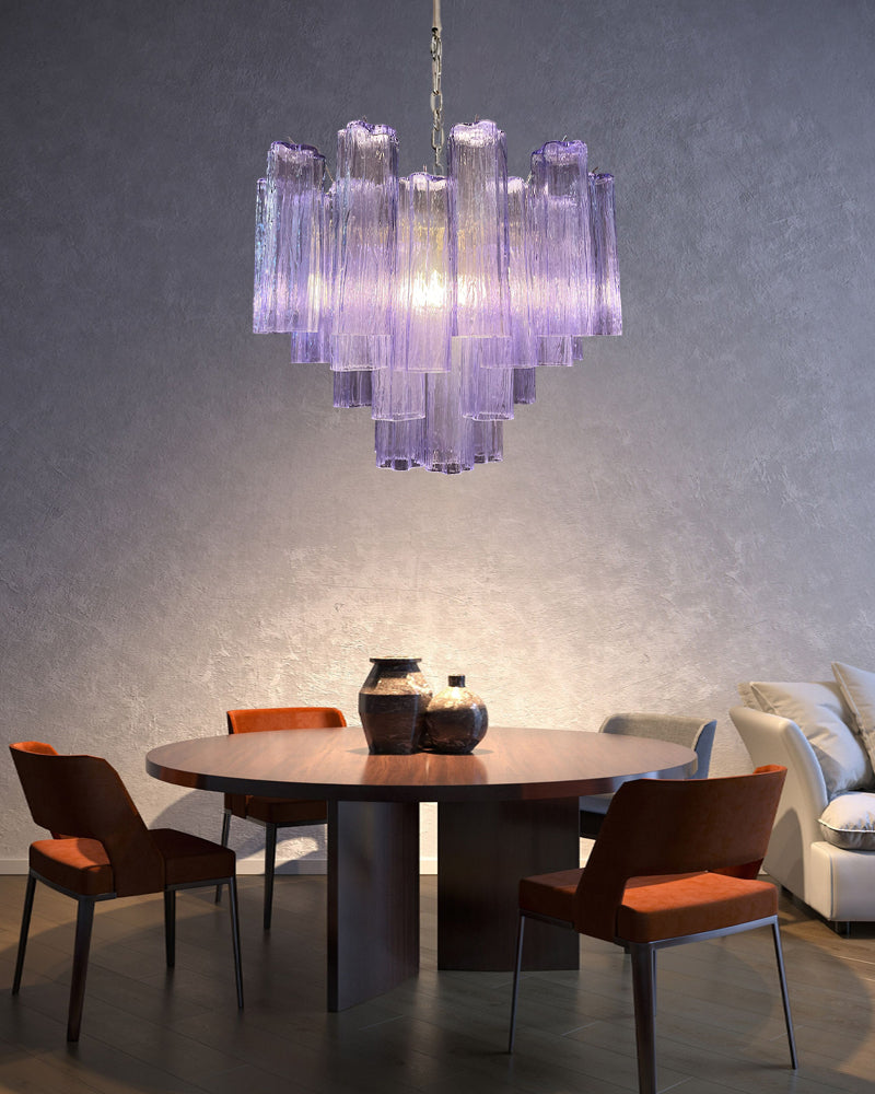 Modern Colored Murano Purple Glass Tube Tronchi Chandelier