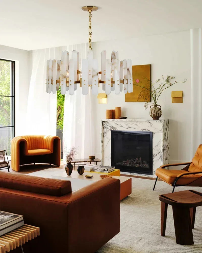 8/10-light Simple Modern Alabaster Large Oval Chandelier 40“45” Dia American chandelier