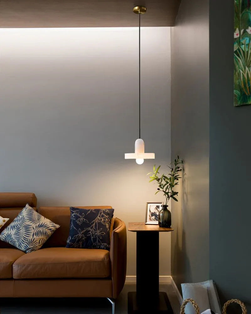 White Alabaster Kitchen Island Pendant Lamp Dia 8Dia 5.9” Height 1-bulb Modern Pendant lamp