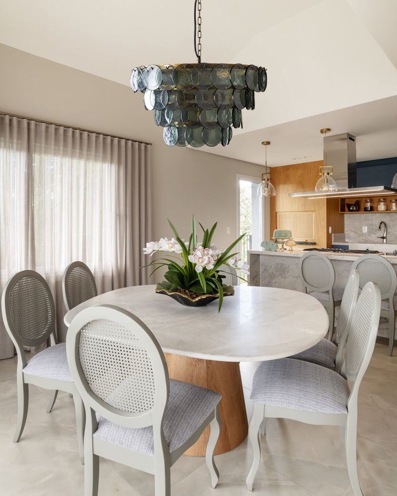 Geometric Hand-blown Pendant Light Borosilicate Glass with Brushed Brass for Kitchen Islands and Dining Rooms American chandelier