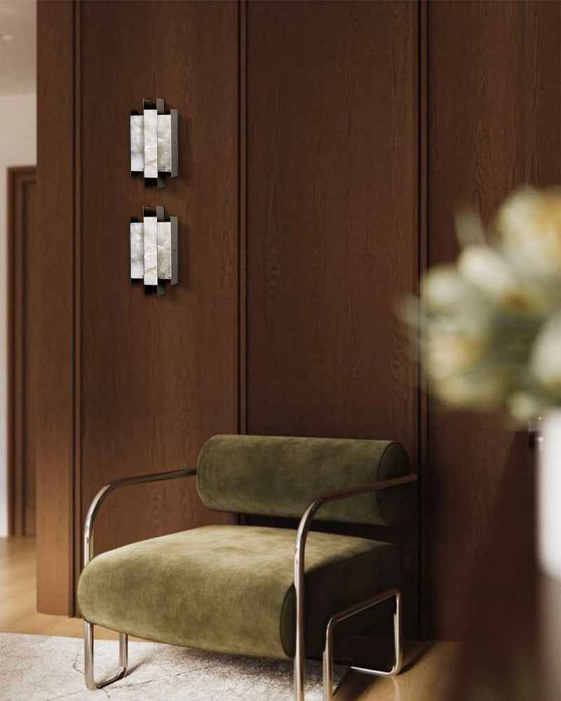 Alabaster Rectangle Wall Light - White Stone Wall Sconce - LED - Small